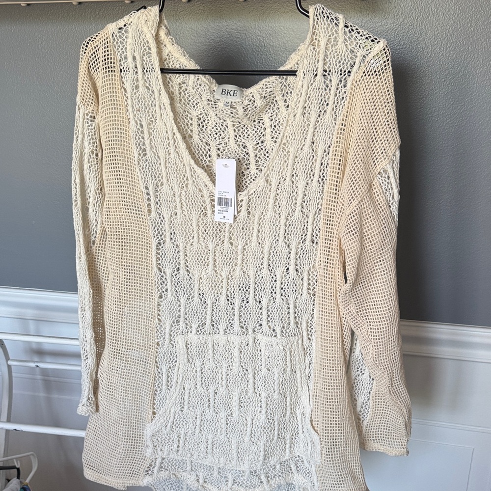 BKE Ivory Cable Knit Sweater